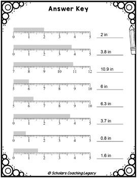 Reading on 12 Inch Ruler with 1/8 Inches Increments Worksheet Math