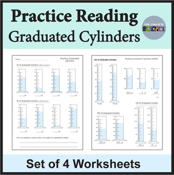 Reading a Graduated Cylinder Measurement Worksheets by Dr Dave's Science