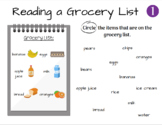 Reading a Grocery List (Life Skills)