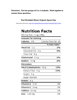 Nutrition Label Worksheet Answer Key Pdf  Besto Blog