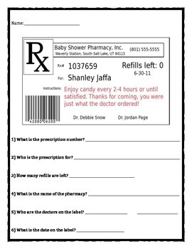 prescription medicine label