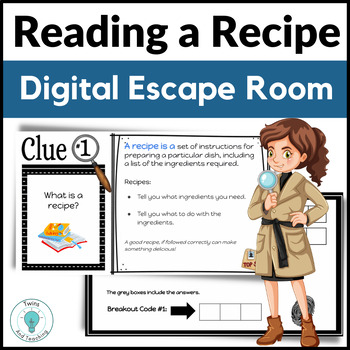 Preview of Reading a Recipe Digital Escape Room - Recipe Reading Basics Life Skills - FACS
