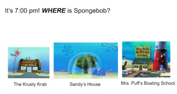 Preview of Reading a Schedule - Where is Spongebob? (Life Skills)