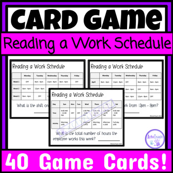 Preview of Reading a Work Schedule Card Game Employability Skills Special Education