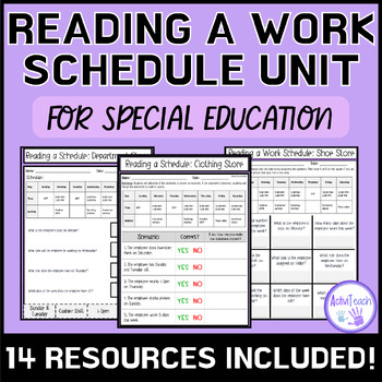 Preview of Reading a Work Schedule Unit for Special Education Vocational Skills Employment