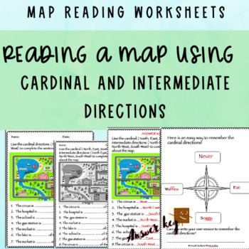 Preview of FREE Reading a map using compass directions + ANSWER KEY