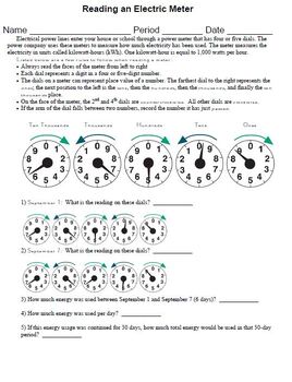 electric meter reading worksheet