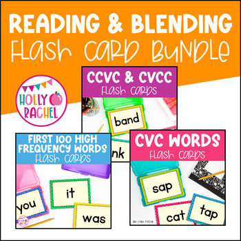 Preview of Reading and Blending Flashcards | CVC Words, CCVC & CVCC Words, Sight Words