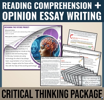 Preview of High Interest Reading Passage & Opinion Essay Guide for Struggling Readers (ESL)