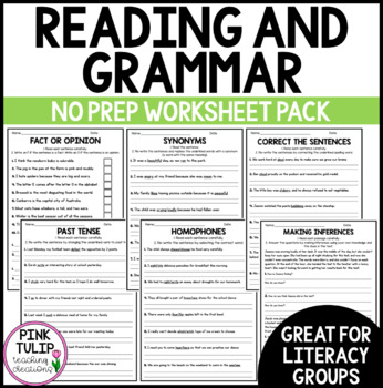 Preview of Reading and Grammar Pack - No Prep Printables