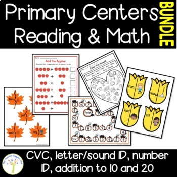 Preview of Reading and Math Centers BUNDLE