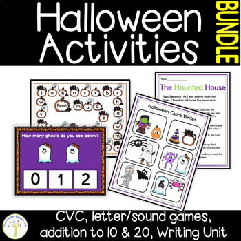 Preview of Reading and Math Primary Halloween BUNDLE