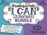 Fourth Grade I Can Statements BUNDLE (Reading and Math, Co