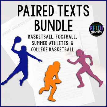 Preview of Reading and Math Sports Bundle:  Basketball, Football, Summer Athletes