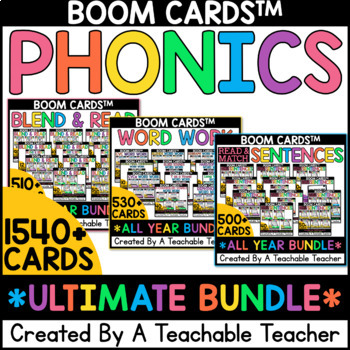 Preview of Reading and Phonics Boom Cards (ALL Phonics CVC Boom Cards, Digraph Boom Cards)