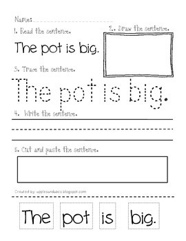 Reading and Printing Simple Sentences: Part 2 | TpT