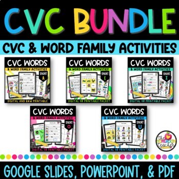 Preview of Reading and Spelling CVC Words Worksheets for Short Vowels A E I O U