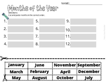 Preview of Months of the Year Hands-On Activity