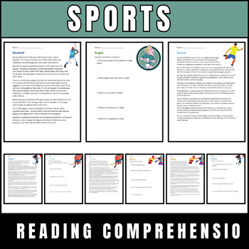 Preview of Reading and Sports : Comprehension Worksheets for Sports Enthusiasts