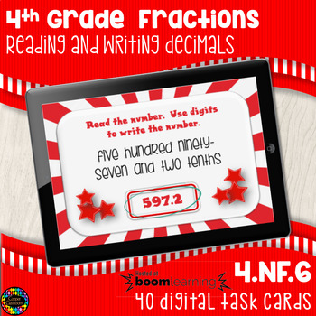 Preview of Reading and Writing Decimals Digital Task Cards Distance Learning Boom Cards