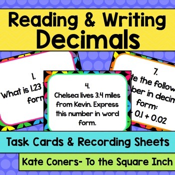 Preview of Reading and Writing Decimals Task Cards | Math Center Practice Activity