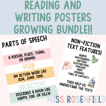 Preview of Reading and Writing Literary Posters Elementary and Middle - Growing Bundle!