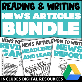 Preview of Reading and Writing News Articles - Slideshow Lessons, Templates, Rubrics OLC4O