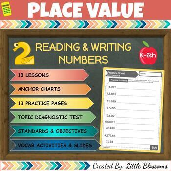 Preview of READING & WRITING NUMBERS: Quizzes, Lessons, Practice & Vocabulary