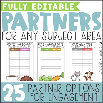 Preview of Partners For Any Subject {Editable}