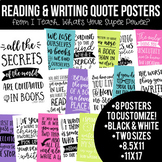 Reading and Writing Quotes Posters Bundle in Black and White