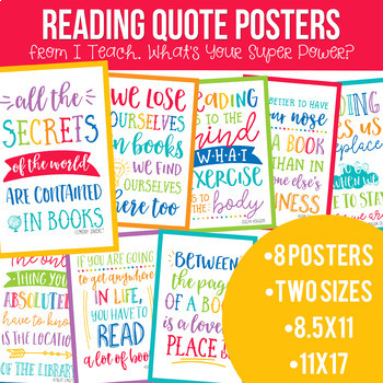 Reading and Writing Quotes Posters Bundle in School Brights | TPT