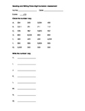 Reading and Writing Three Digit Numbers: Assessment