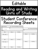 Reading and Writing Units of Study - Editable Student Conf