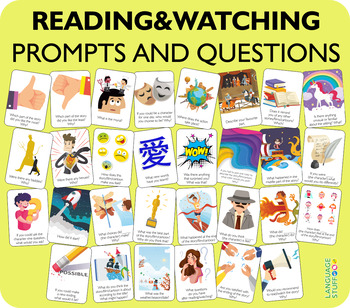 Preview of Reading and watching prompts and questions cards