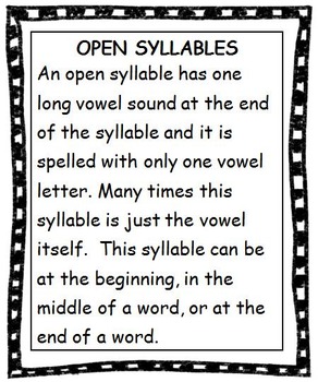Reading Open [Vowel] Syllables - Unit 5 by Reading on Strawberry Lane