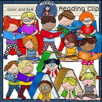 Preview of Reading clip art -Color and B&W-