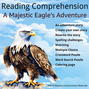 Preview of Reading comprehension 9 activities for reading and vocabulary an eagle story