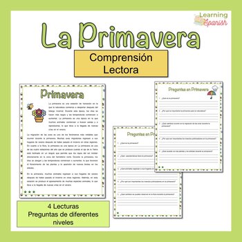 Preview of Reading comprehension | Spring in Spanish| Primavera Comprensión Lectora