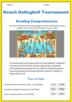 Preview of Reading comprehension Summer and TRUE OR FALSE questions 2024 choices