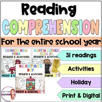 Preview of Reading comprehension and Activities - Google classroom - Holiday