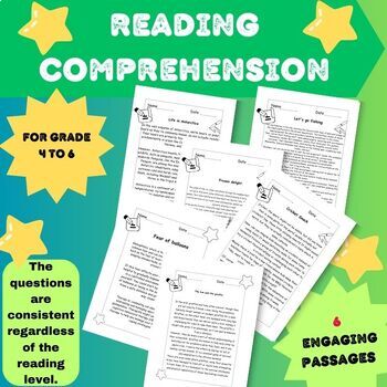 Preview of Reading comprehension grade 4 to 6 short stories