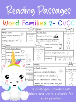 Preview of Reading comprehension passages- Word Families 2 CVCC/CCVCC words