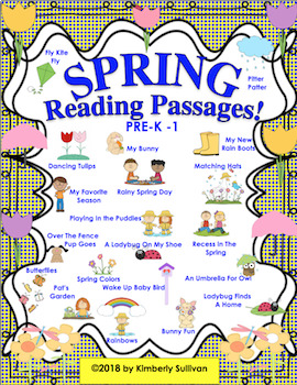 Preview of Spring Reading comprehension passages and questions sight words