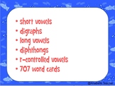 Reading drills  (Phonics fluency) 28 sets of cards, 707 wo