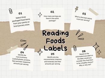Preview of Reading food Labels