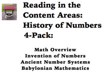 Preview of Reading in the Content Areas:  History of Numbers 4-pack