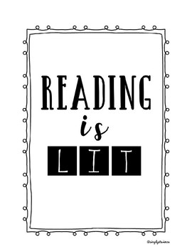 Preview of Reading is Lit! Classroom decoration, funny printable