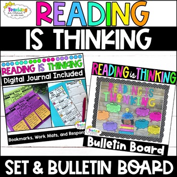 Preview of Reading is Thinking Bulletin Board | Stop and Jot Bookmarks Reading Response