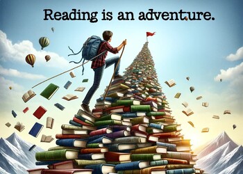 Preview of Reading is an Adventure Mountain Poster