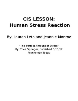Preview of Reading lesson for STRESS